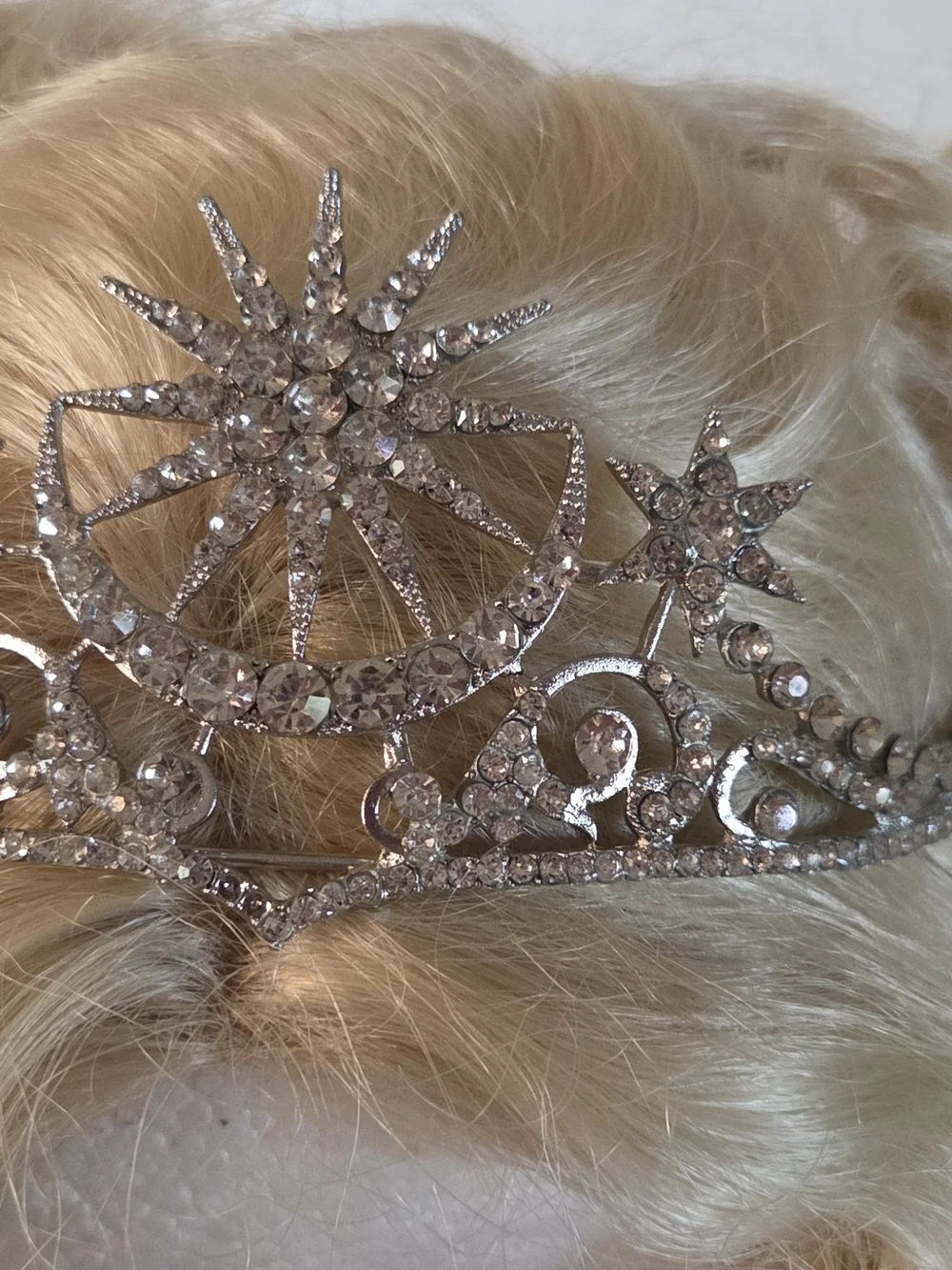 Silver Crystal Starburst Tiara - Elegant Women's Headpiece